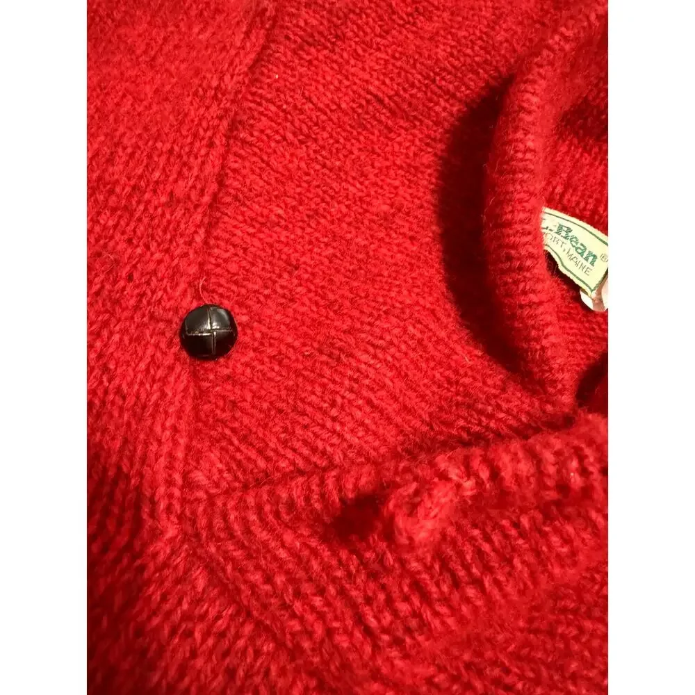 Vintage 80s 90s L.L. Bean Wool Blend Heritage Shawl Collar Sweater Men’s LG‎ Red